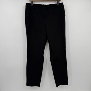H&M Pants Women 12 Black Trousers Office Flat Front Tapered Ankle Stretch Ponte